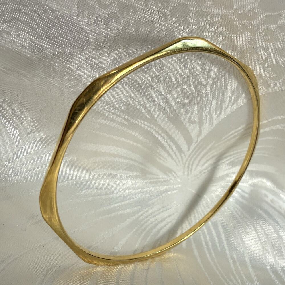 VTG Monet Gold Plate Geometric Octagonal Bangle Bracelet Thin Stacking Large